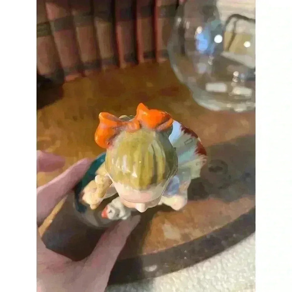 Vtg Porcelain Figurine - Made In Japan - Girl playing With Dog & Stick. - Picture 4 of 6